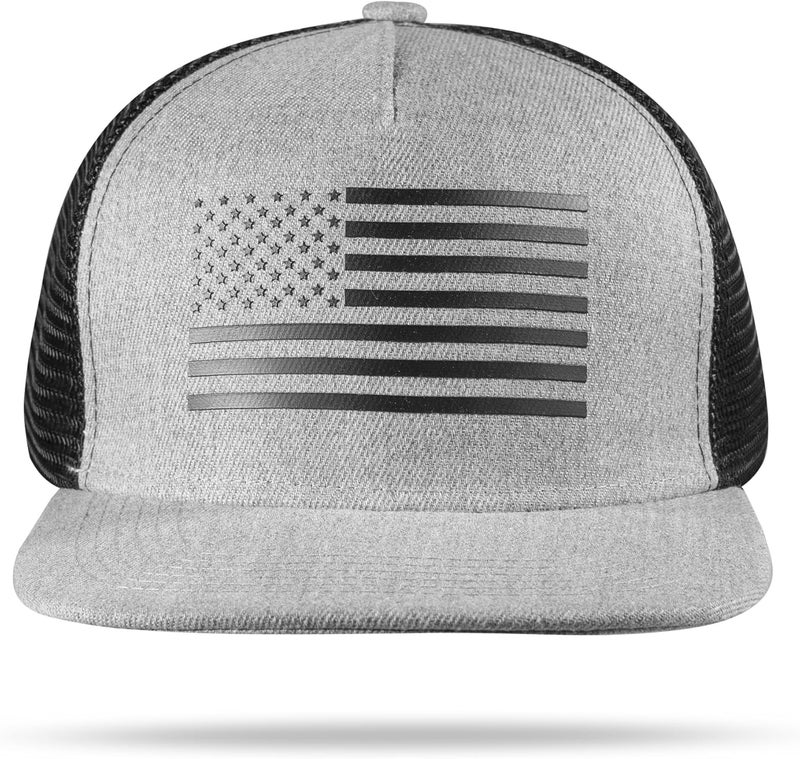 UALON Baseball Cap, Snapback Trucker Hat for Men & Women with American Flag and Adjustable, Breathable Mesh, Flat Bill Hats - Image 3
